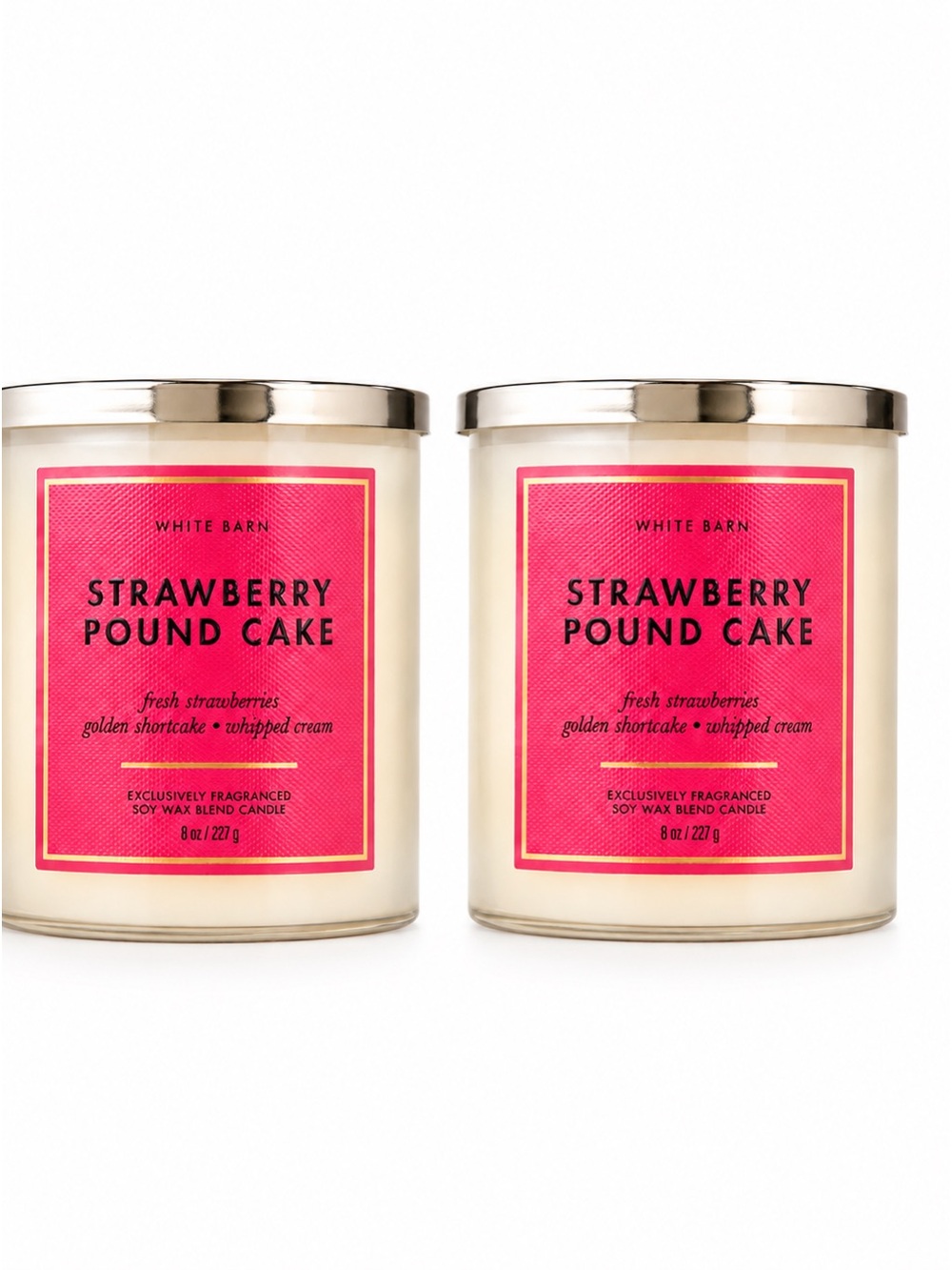 BNWT LOT OF 2 Best Seller White Barn Strawberry Pound Cake Single Wick Candles